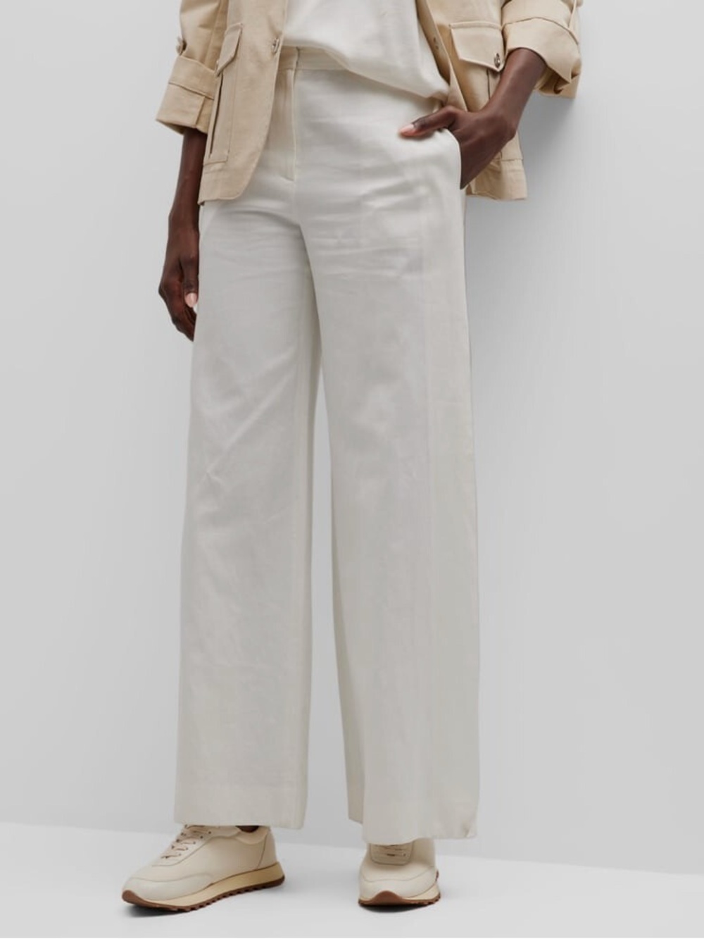 TWP Women's White Natalie Linen Cotton Wide-Leg Pants